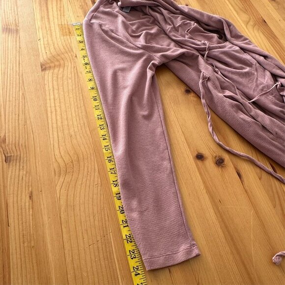 Athleta Robe Women L Wind Down Sleep Robe Dusty Pink Waffle Knit Thermal Pockets - Picture 13 of 15